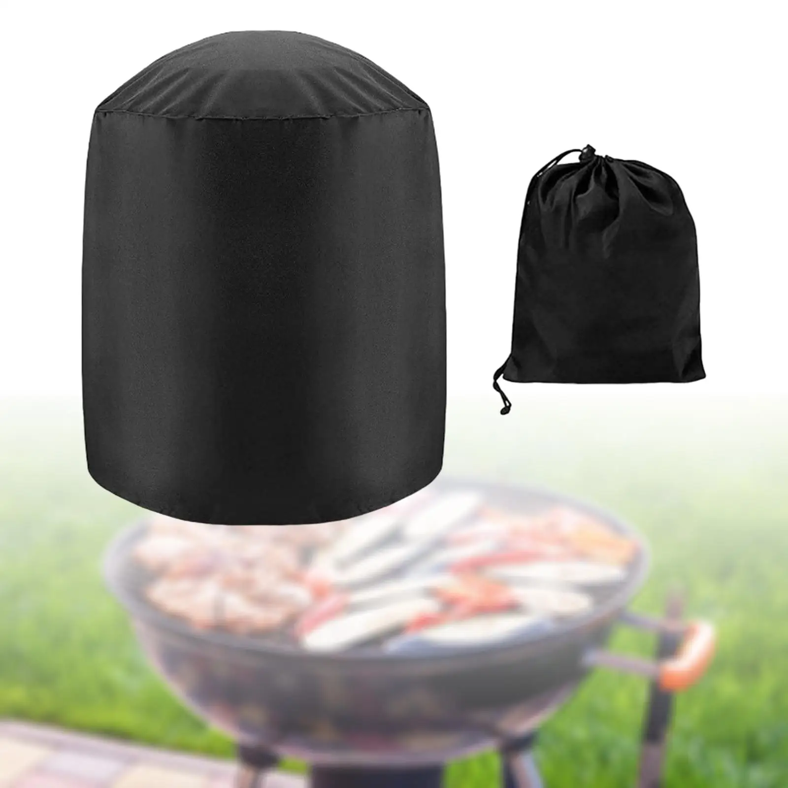 Round Barbecue Grill Cover Folding Windproof Grill Cover Dustproof Waterproof for Barbecue Outdoor Camping