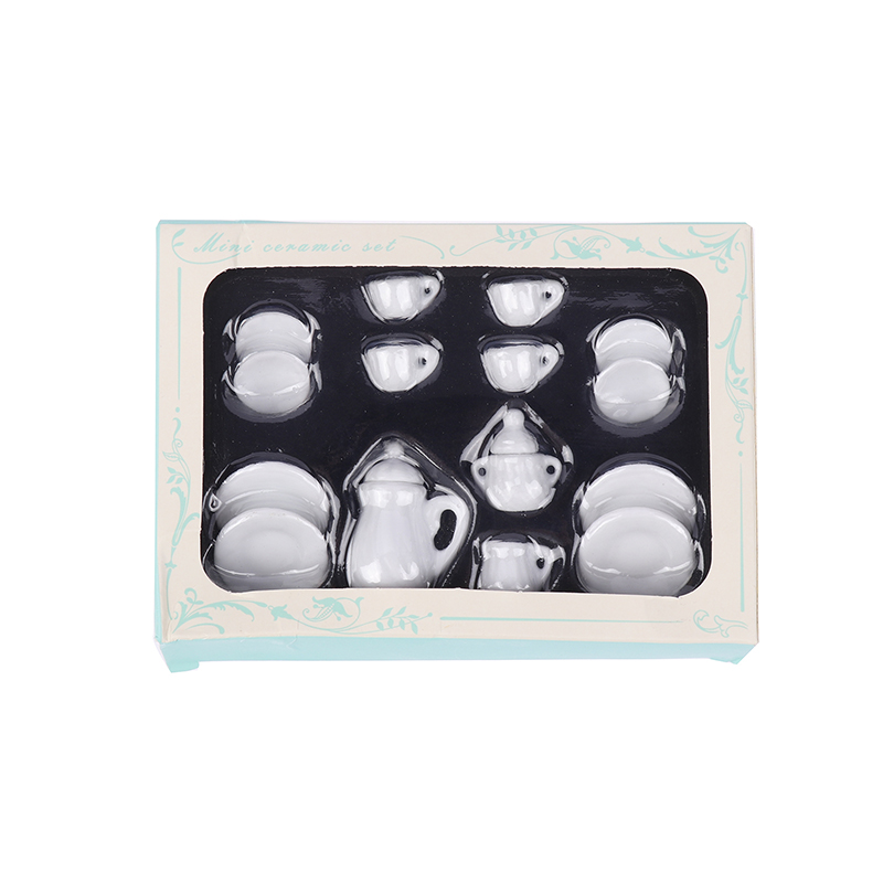1Set Ceramic Scale 1:12 Doll House Miniature Porcelain Tea Cup Set Tableware Kitchen Dollhouse Teapot DIY Toys