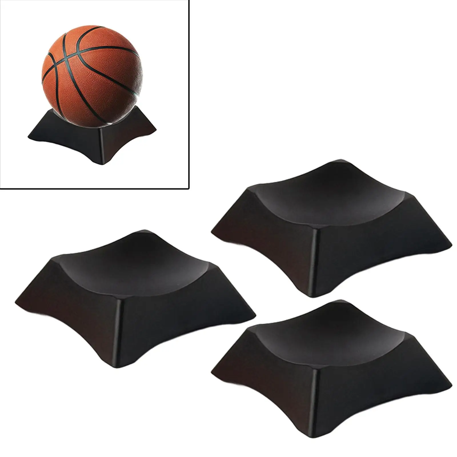 3x Black Ball Display Stand Base Soccer Storage Bracket Organizer Sports Holder for Soccer Desk Basketball Football Volleyball
