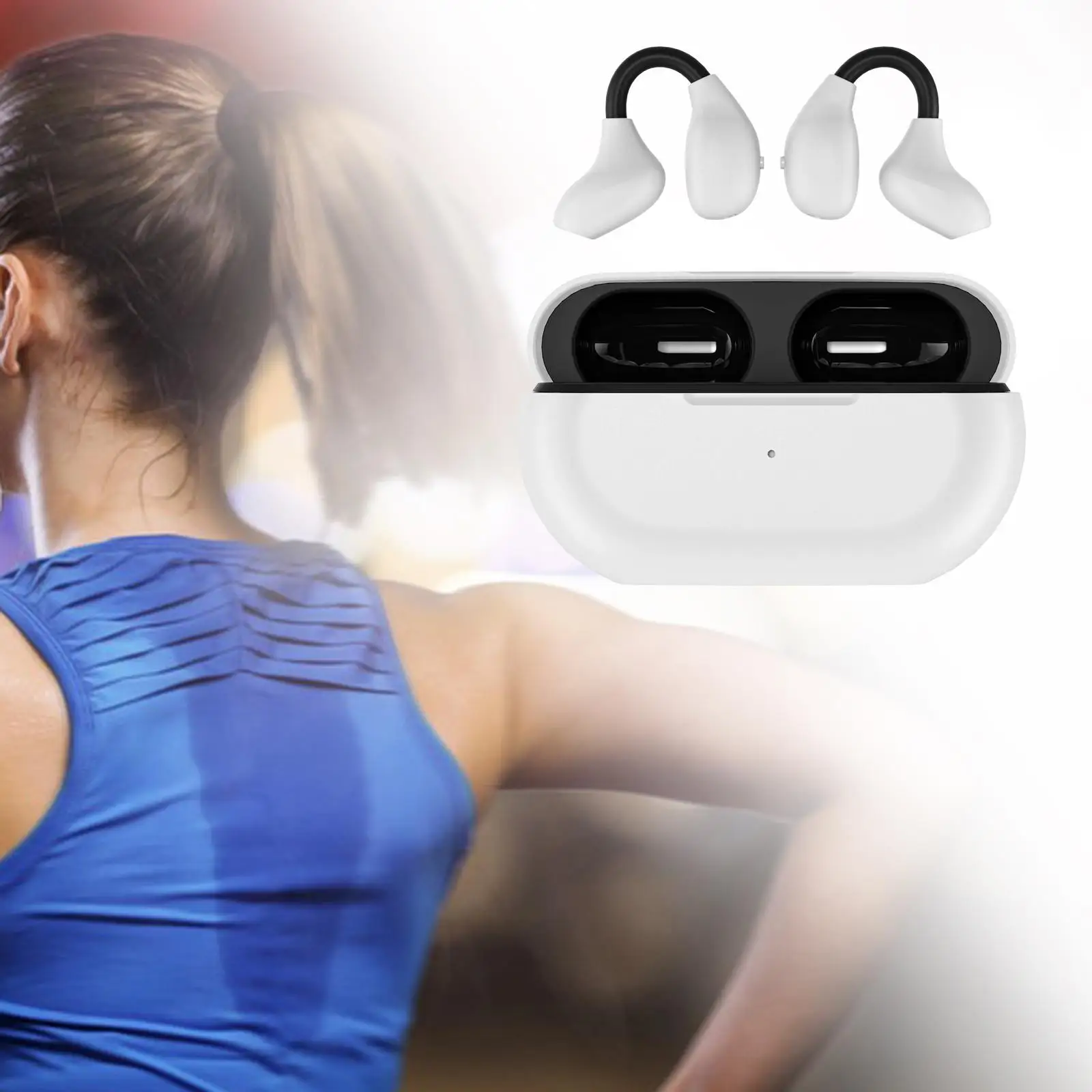 Clip On Wireless Headset HiFi Sound Low Latency V5.3 Hands Free Headphones Earpiece Earphones for Business Driving Workout