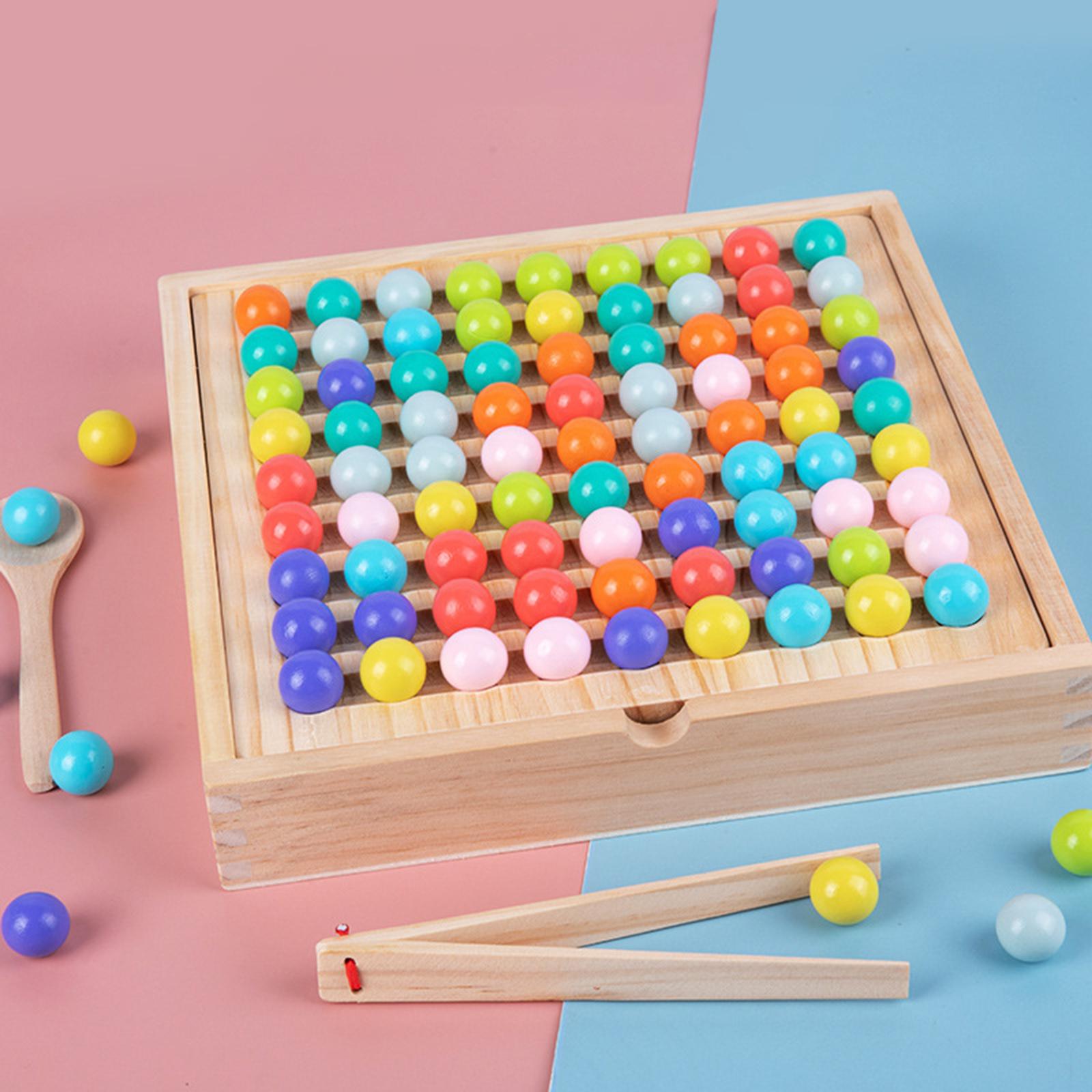Wooden Board Bead Game Elimination Bead Toys Fine Motor Skills for Preschool Ages 3 4 5 6 7 Boy Girl