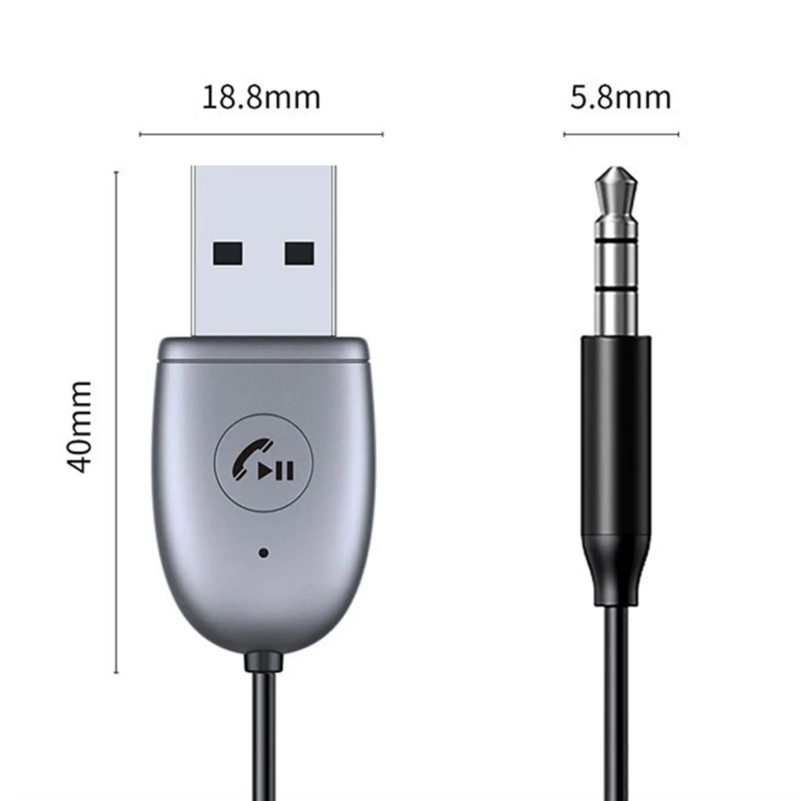 AUX Audio 5.0 Adapter AUX Input Adapter Audio Receptor Retractable 0.4-1.2M Hands Free Calls Wired AUX Audio Music Receiver