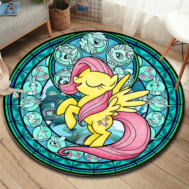 Compra online de Desenhos animados my little pony tapete redondo  antiderrapante tapete de jogo bonito para sala de estar quarto crianças  tapete redondo