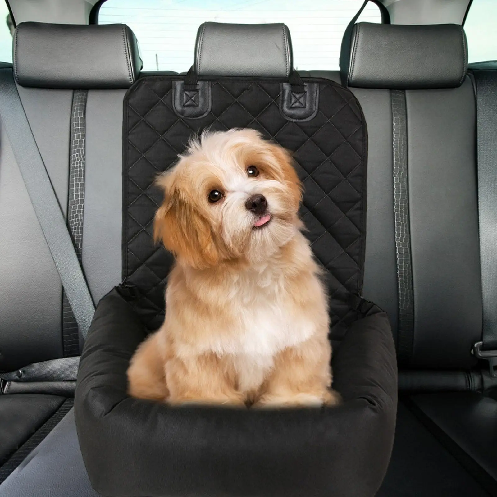 Dog Car Seat Seat Middle Console Dog Seat Stable Comfortable Lightweight Armrest Puppy Car Seat Bed Washable Travel Carrier Bed