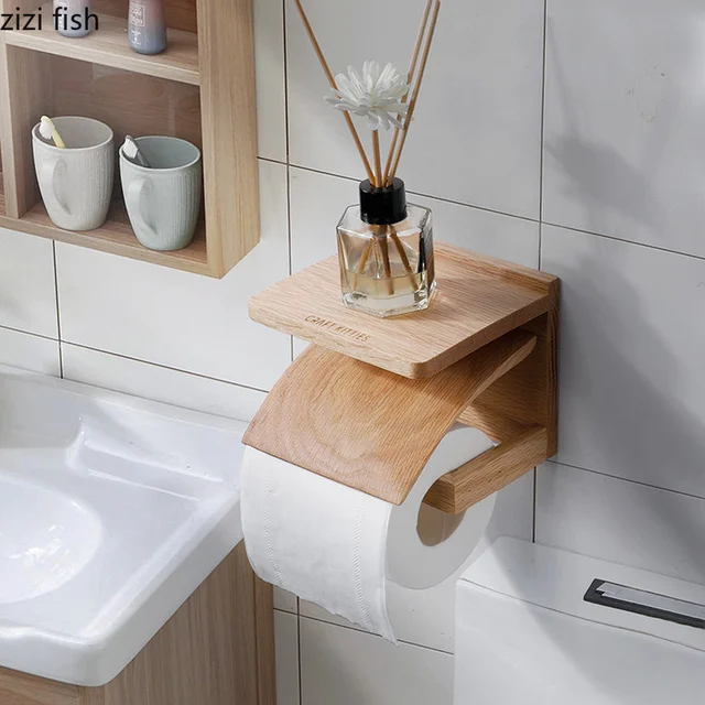 Toilet Roll Holder Brass Wood Napkin Holder Tissue Box Toilet Paper Holders  Home Wall-mounted Storage Rack Paper Towel Holder - AliExpress