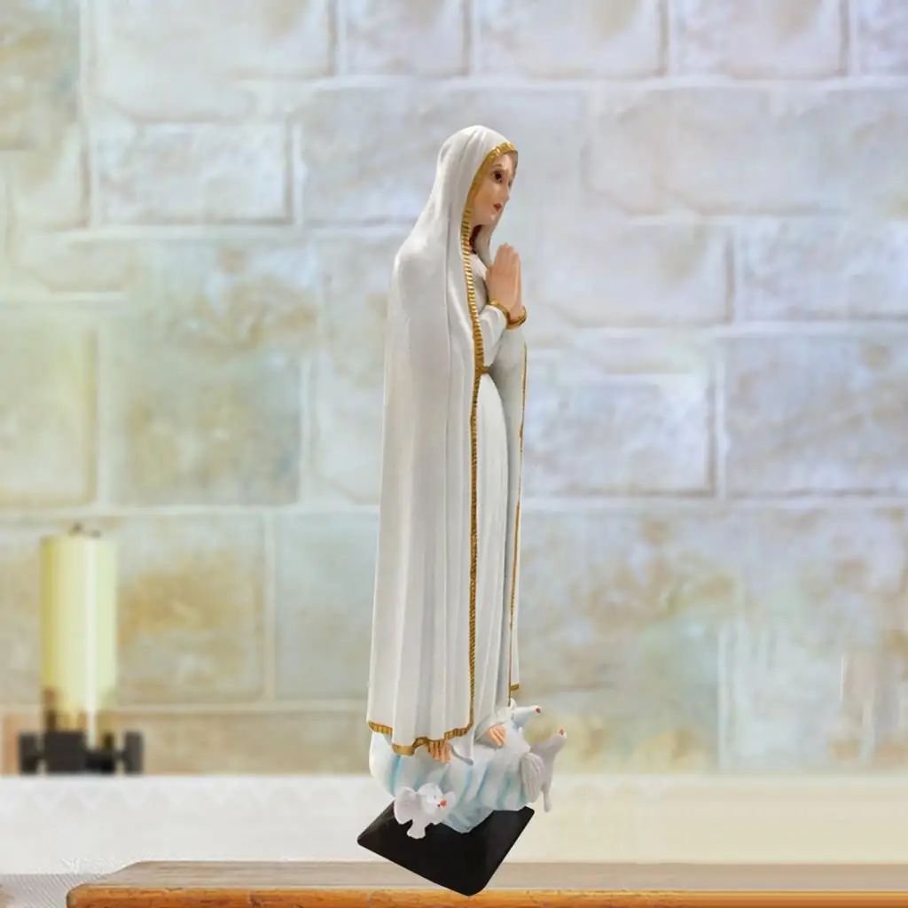 Mary Figurine Resin Worship Holy Ornament Blessed Mother Statues Decoration for Bedroom Tabletop Desk Home Family Gift