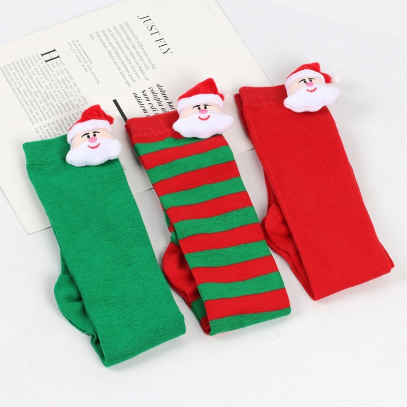 Warme Kinderstrümpfe für Weihnachten, oberschenkelhohe Socken, Festival, dehnbare Beinstulpen A2UB – Detail 1