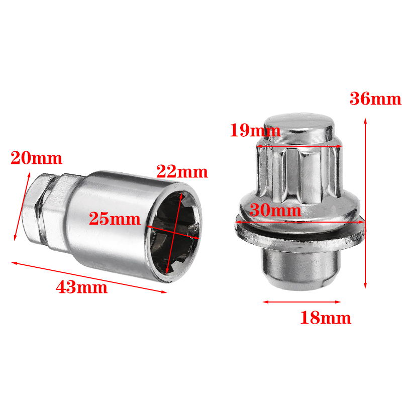 5 Stück M12 x 1,5 Radschrauben Reifen Anti-Diebstahl-Schrauben für Toyota Aluminiumlegierung Radschrauben Reifen Anti-Diebstahl-Schrauben 4 Schrauben Muttern +1 – Detail 3