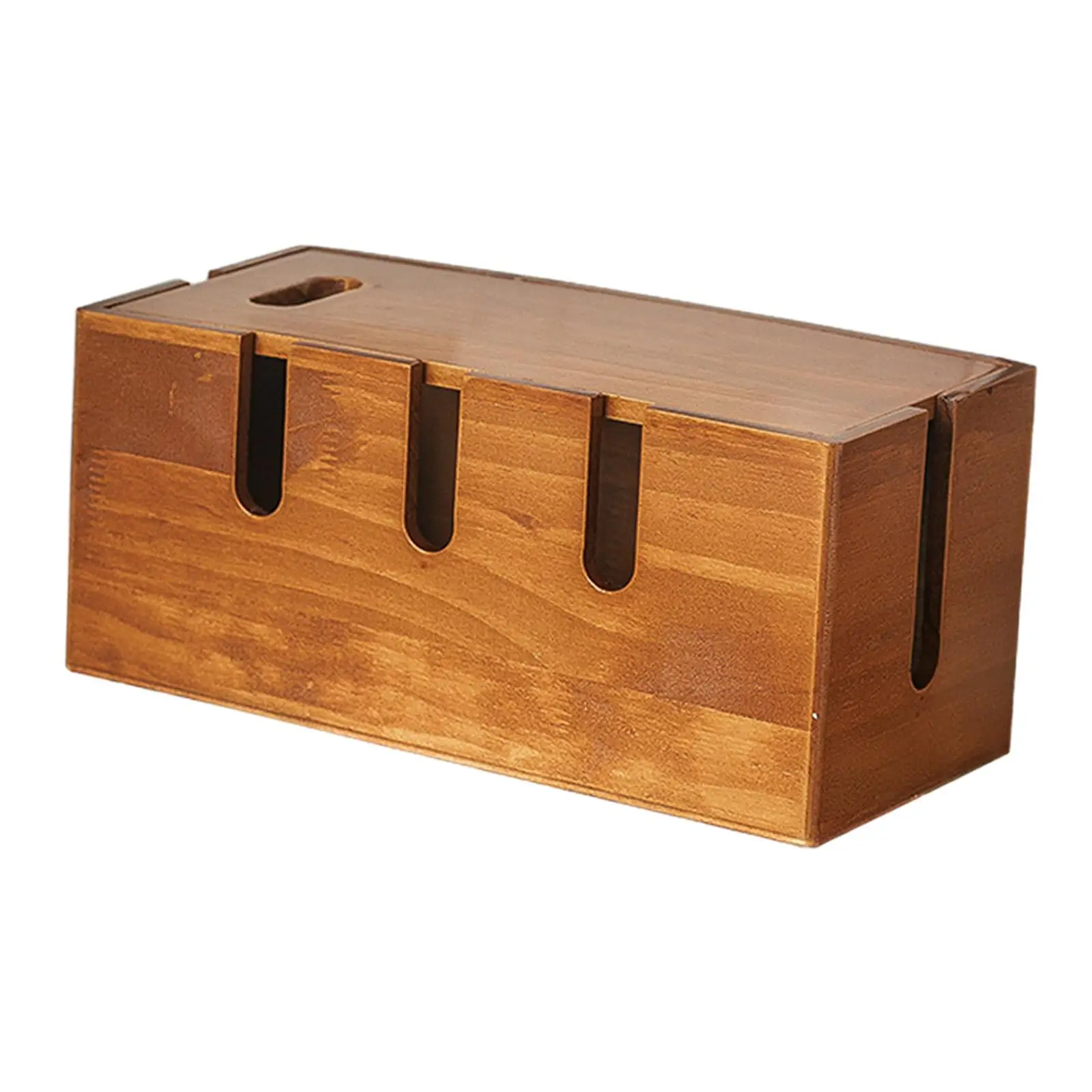 Power Cord Box Wood Cord Organizer for Desk for USB Hub Computer Home Office