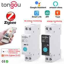 TUYA ZigBee Smart Circuit Breaker With Metering 1P 63A DIN Rail for Smart Home Wireless Remote Control Switch by Smart Life APP