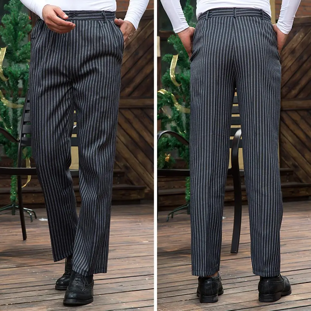 Unisex Catering Cooks Trousers Pants Stripe Waiter Uniform
