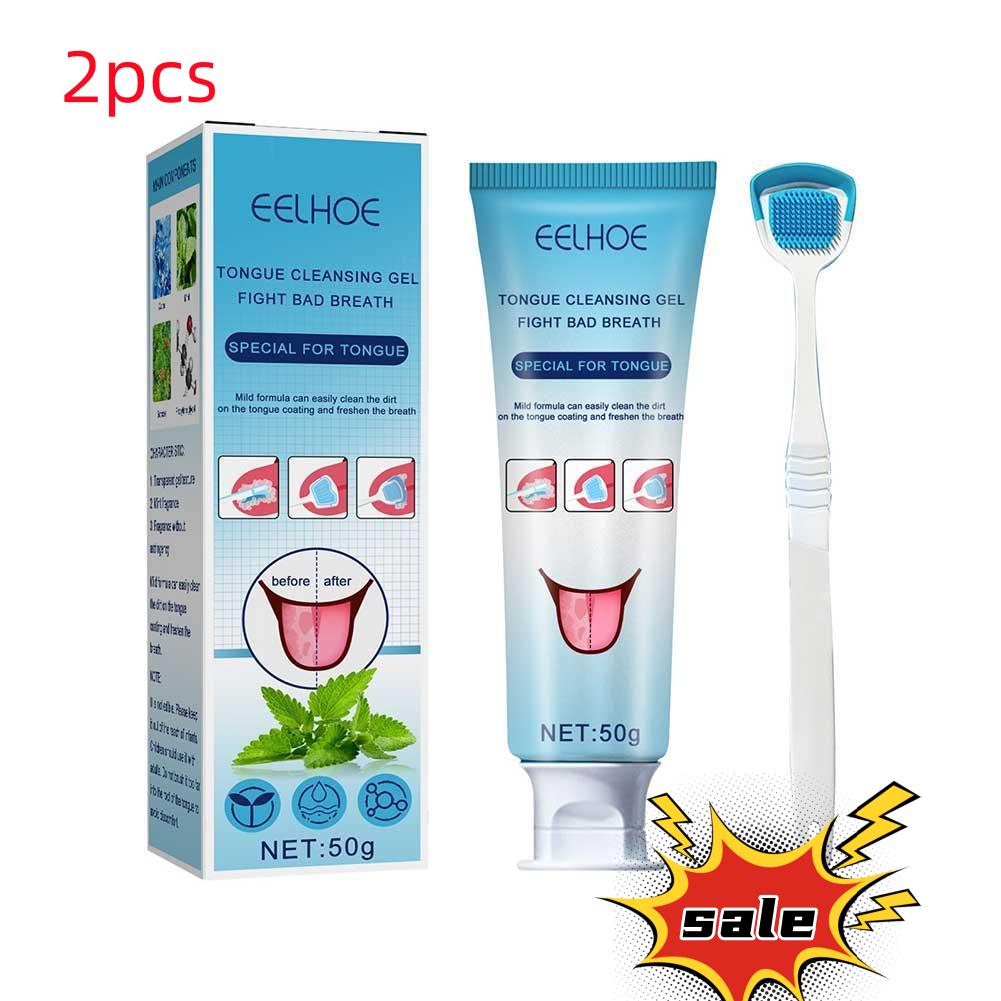 Best of 2PCS Tongue Cleaner Gel With Brush Tounge Crapper Cleaning Gel With Brush Healthy Oral Hygiene Brush Bad Breath For Adults Reviews & Tips