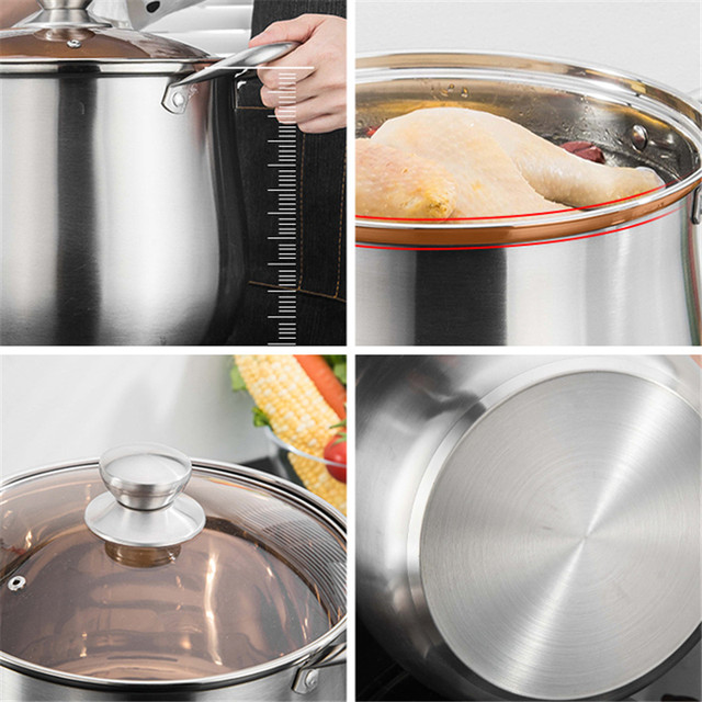 5.5l 7l 9l Household 304 Stainless Steel Soup Pot Extra-high With Double  Bottom Thick Stew Pot Cookware Kitchen Pots Hot Pot - Soup & Stock Pots -  AliExpress