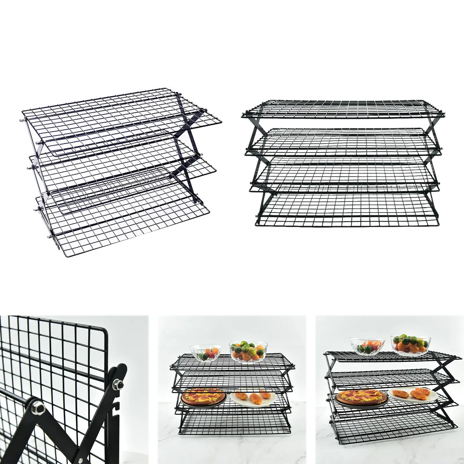 Foldable Camping Food Stand Rack Multi Tiers Rustproof Baking Cooling Rack for Yard Party Picnic Hotel Indoor Outdoor Restaurant