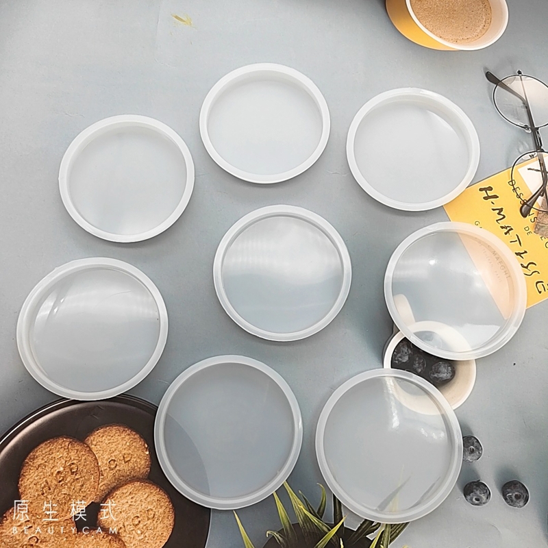 12Pcs Round Coaster Resin Molds DIY 9cm Disc Shape Wine Glass Cup Mat Placemat Silicone Mould Home Table Heat Insulation Pads