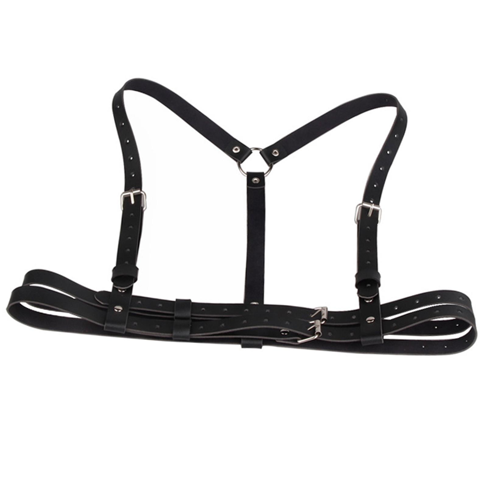 Women`s Punk Waist Belt, Black Leather Waist Straps Belt Skinny Body Adjustable Belts 