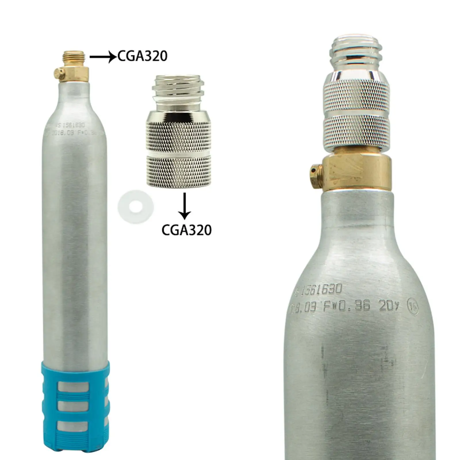 CO2 Cylinder Adapter to Cga320 Female Thread Replaces Brass Material Convenient Installation