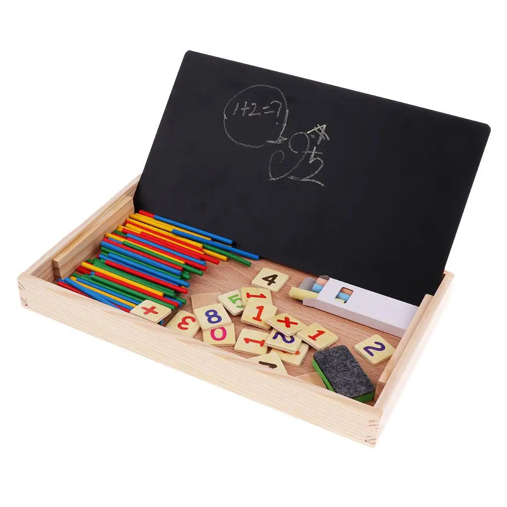 Preschool Teaching Tool Math Number Counting Sticks with Blackboard and Clock