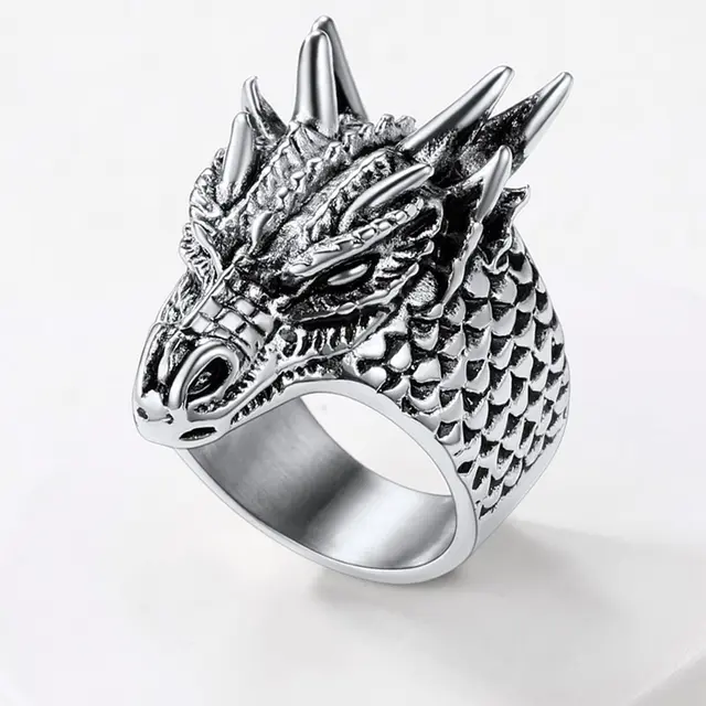 Dragon Ring Adjustable Silver Men's Ring, Wild Dragon Ring