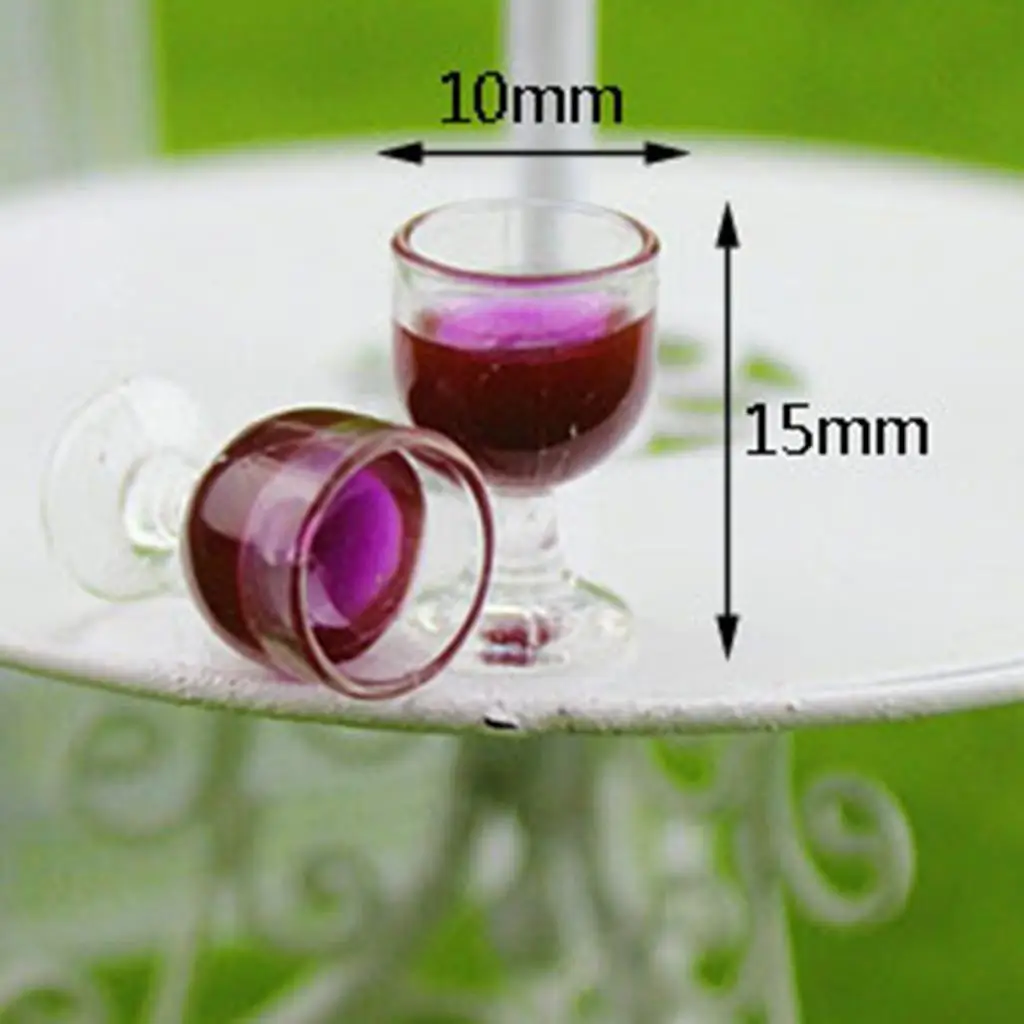 10Pcs Red Glasses - 1/12 Scale Dollhouse Miniature Tableware,  Kitchen Accessories