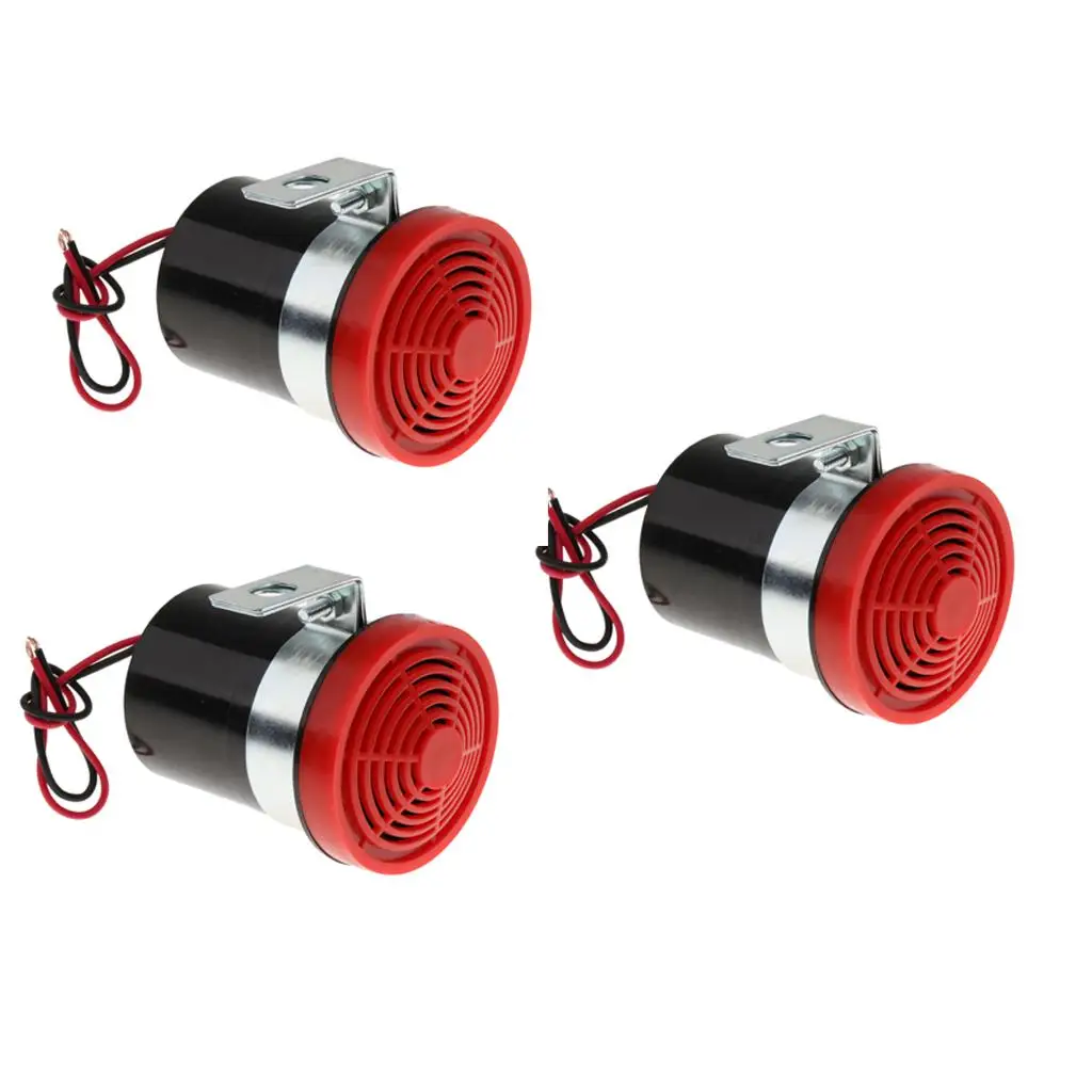 3x DC 12V 24V Auto Warning   Alarms  Warning Sound Beep Reverse  Slim Invisible Horn Car Accessories Red