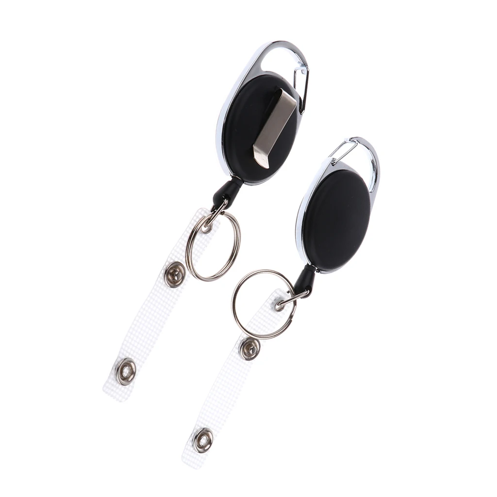 2pcs Retractable Key Holder with Metal Belt Clip & Wire, Great Cards or USB Flash Drives