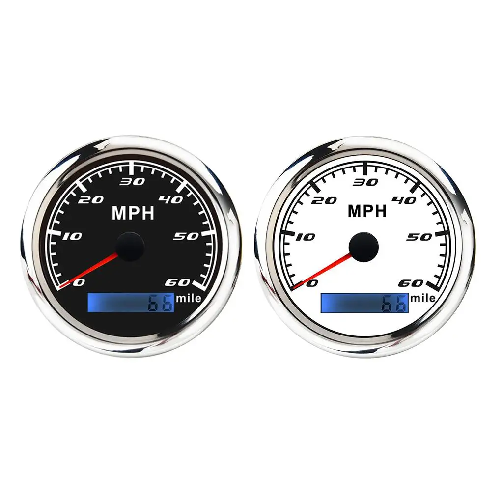 85mm Waterproof GPS Speedometer Gauge 316 Stainless Steel for Car Motorcycle Boat with LED Backlight 0-60MPH