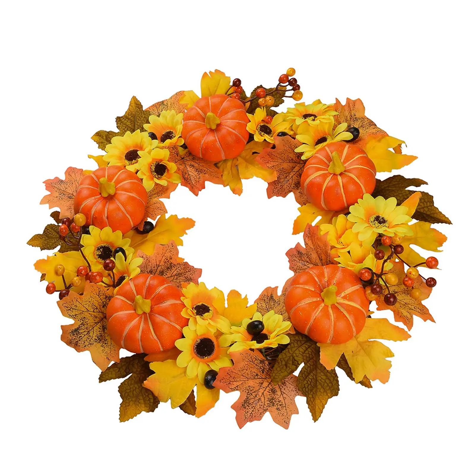 50cm Fall Wreath Front Door Garland Pumpkin Berries Hanger Harvest for Wedding, Farmhouse, Party, Thanksgiving Decoration