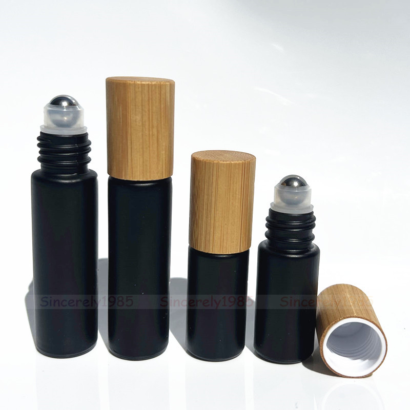 Best of 6X 12X 24X 5ML 10ML Natural Bamboo Lid / Cap Black Glass Essential Oil Roll On Bottles Metal Roller Balls For Perfume Aromatherapy Reviews & Tips