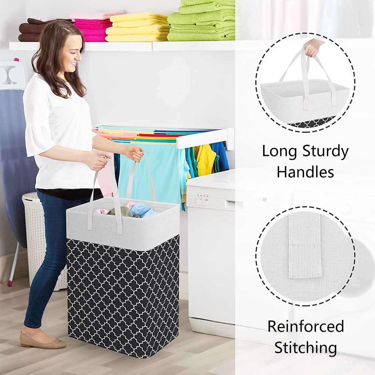 Description Picture 6 of item75L Laundry Basket with Handle Waterproof  Laundry Hamper Large Capacity Foldable Clothes Sundries Organizer Storage Box