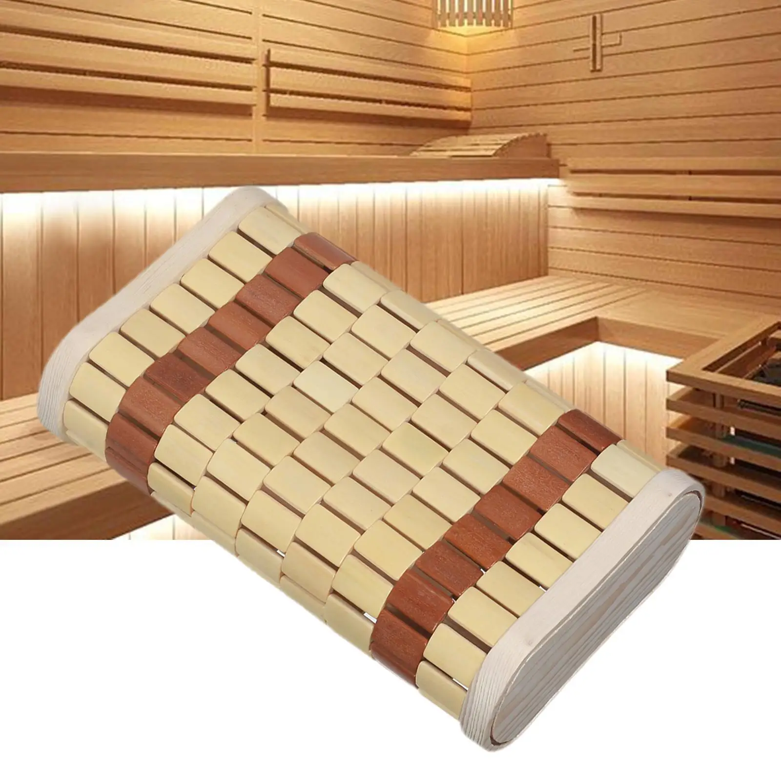 Wood Bamboo Sauna  Relaxation Accessories Head Support Massage Ergonomic Supplies Stringing for Sauna Room Steam Room Sofa