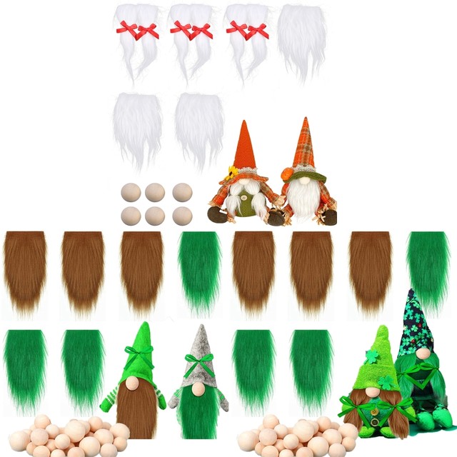 3Pcs Faux Fur Gnome Beard With Ball For Festival Decor DIY Handmade Craft  Gnomes Plush Hair