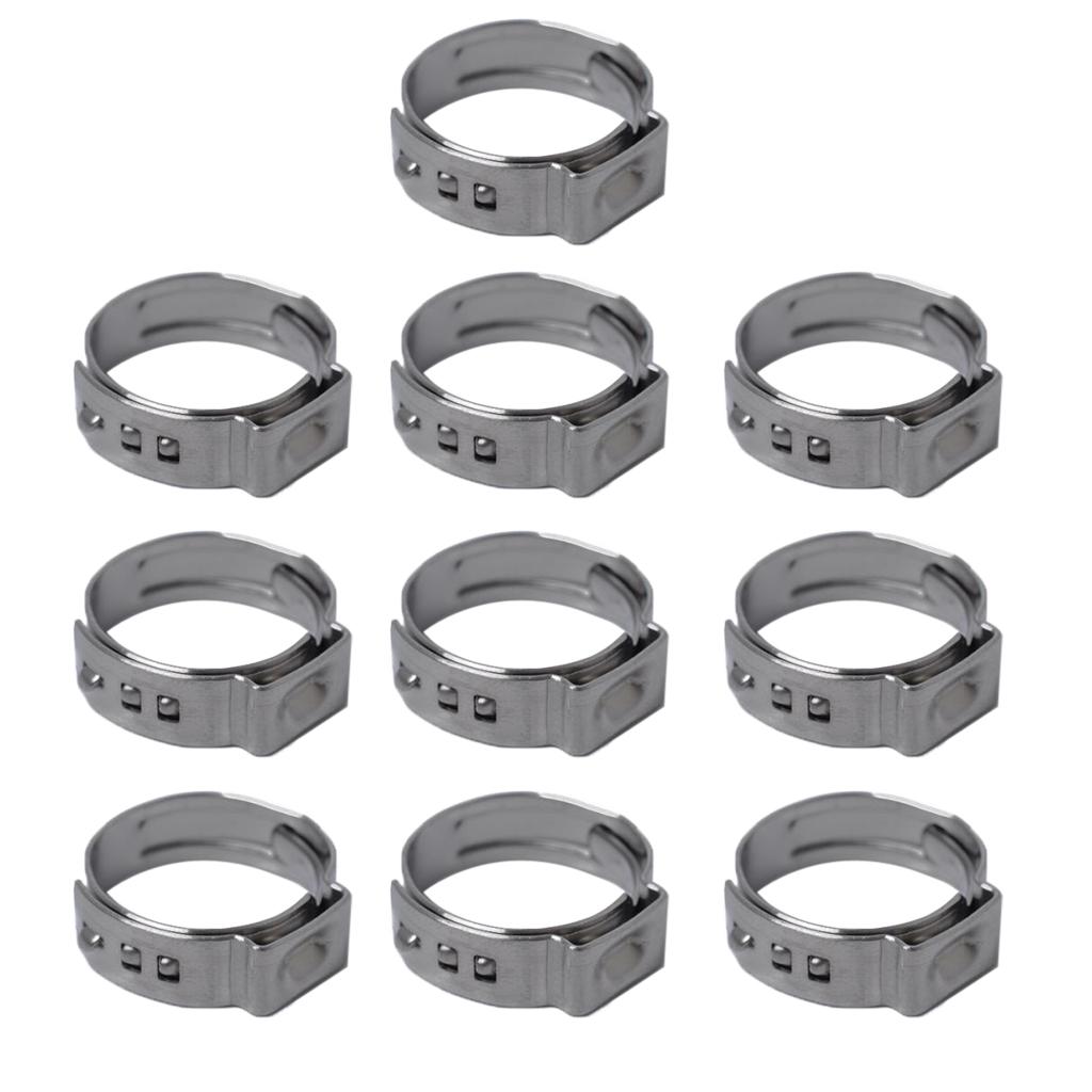  Pieces Stainless Steel Single Ear Hose Clamp O Clips  12.8-15.3mm