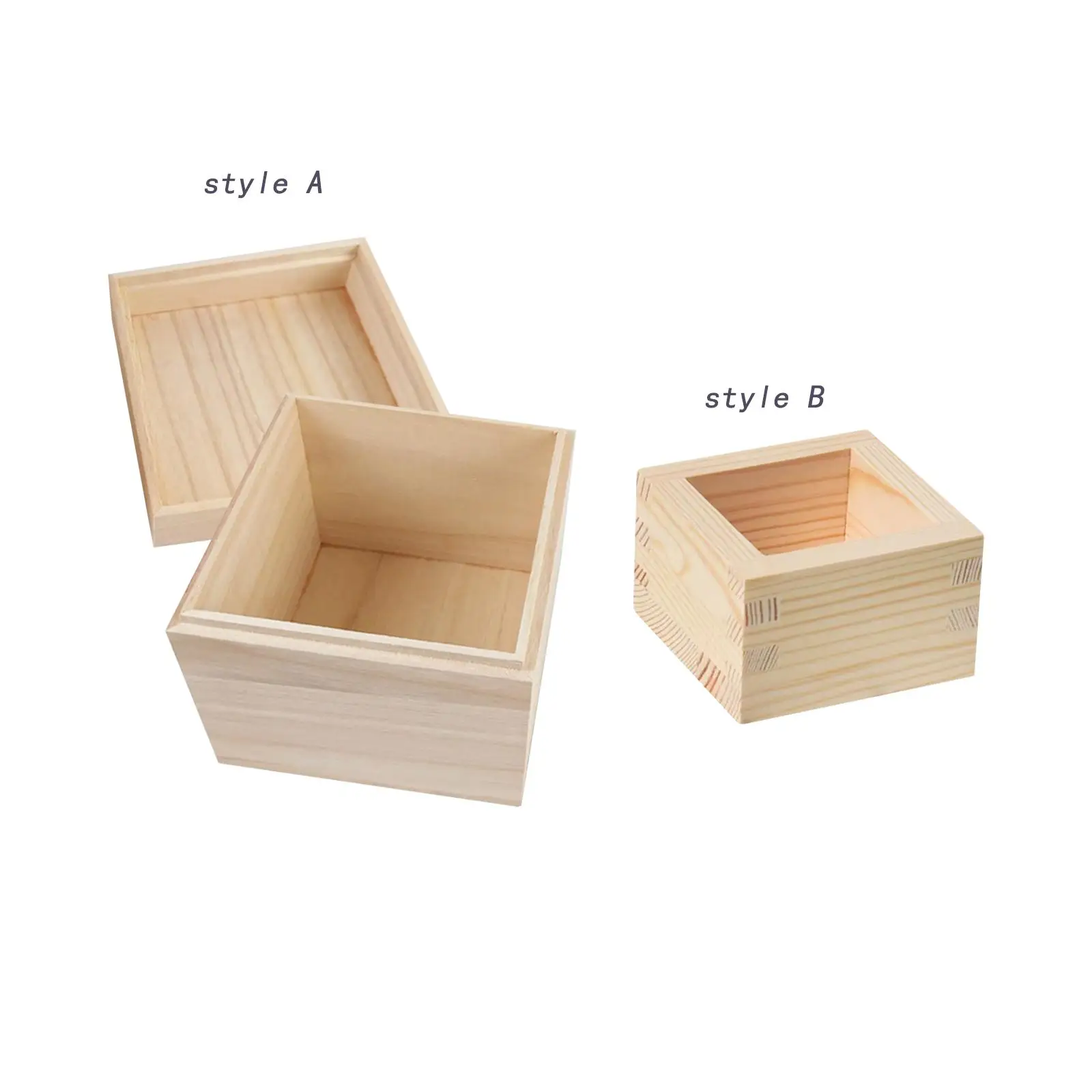 Wooden Craft Storage Organiser Boxes, Wooden Box Crate, Unfinished Mini Wooden Boxes Square,