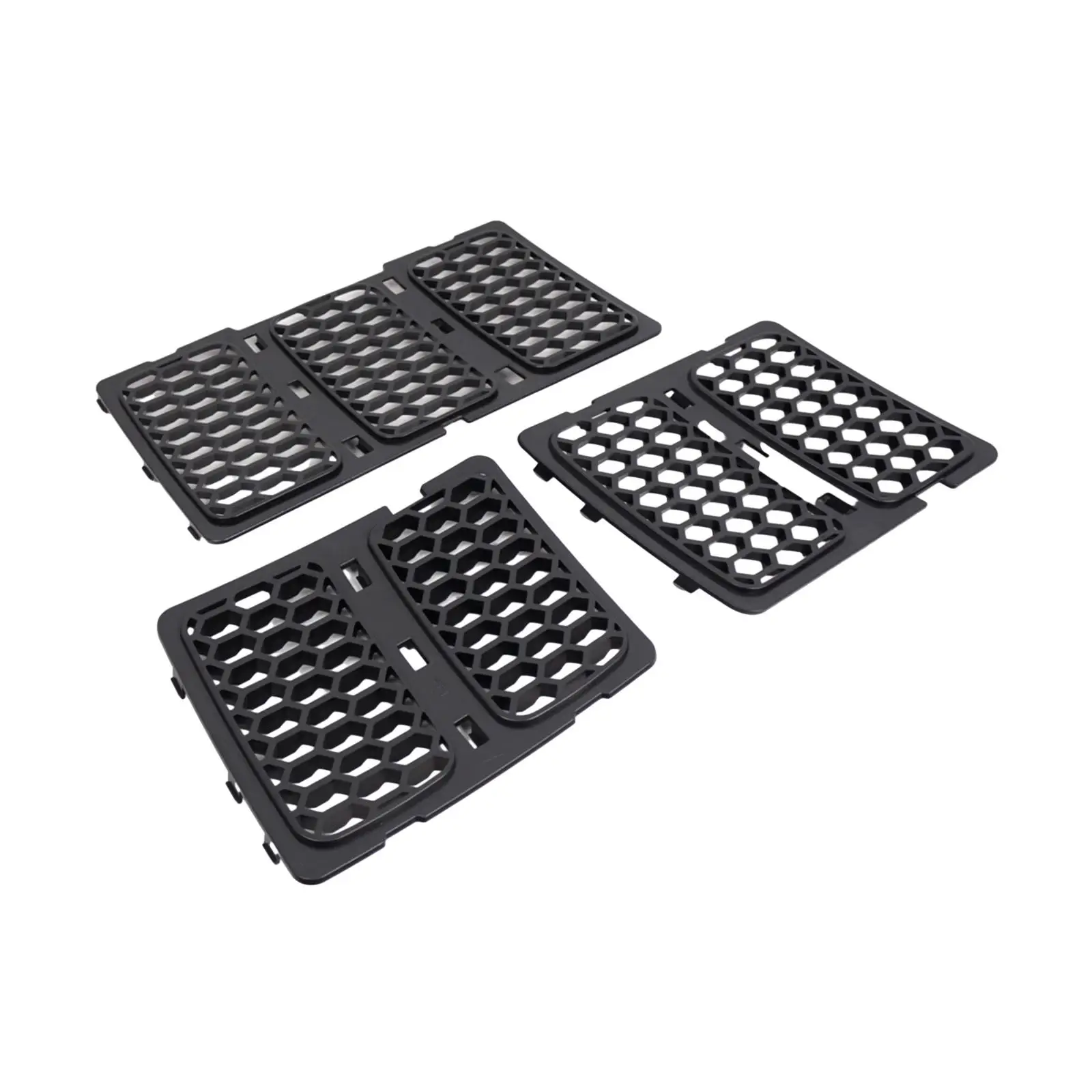 3x Honeycomb Grille Inserts Easy Installation 68143073AC 68143074AD Black High Quality Replacement Parts Auto Accessory