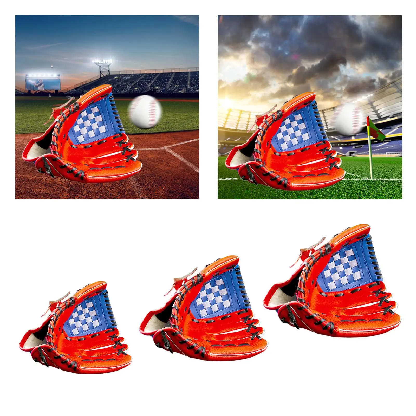 Catcher`S Mitts PU Baseball Softball Fielding Glove for Boys Girls Training