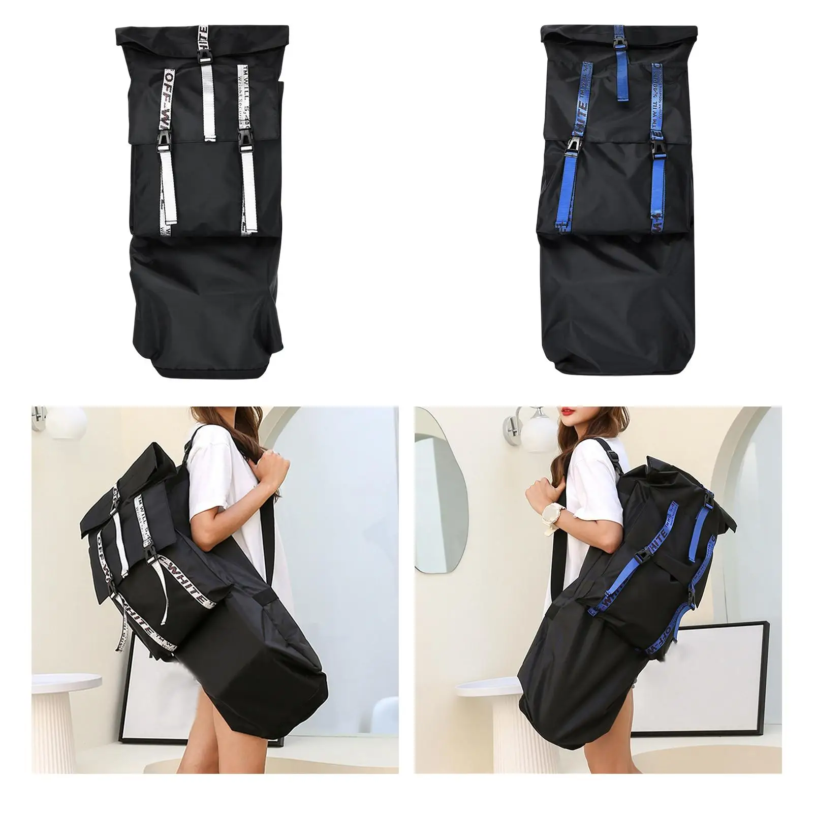 Oxford Cloth Skateboard Bag with Adjustable Shoulder Strap Folding Waterproof Skateboard Backpacks for Cruiser Unisex Beginners