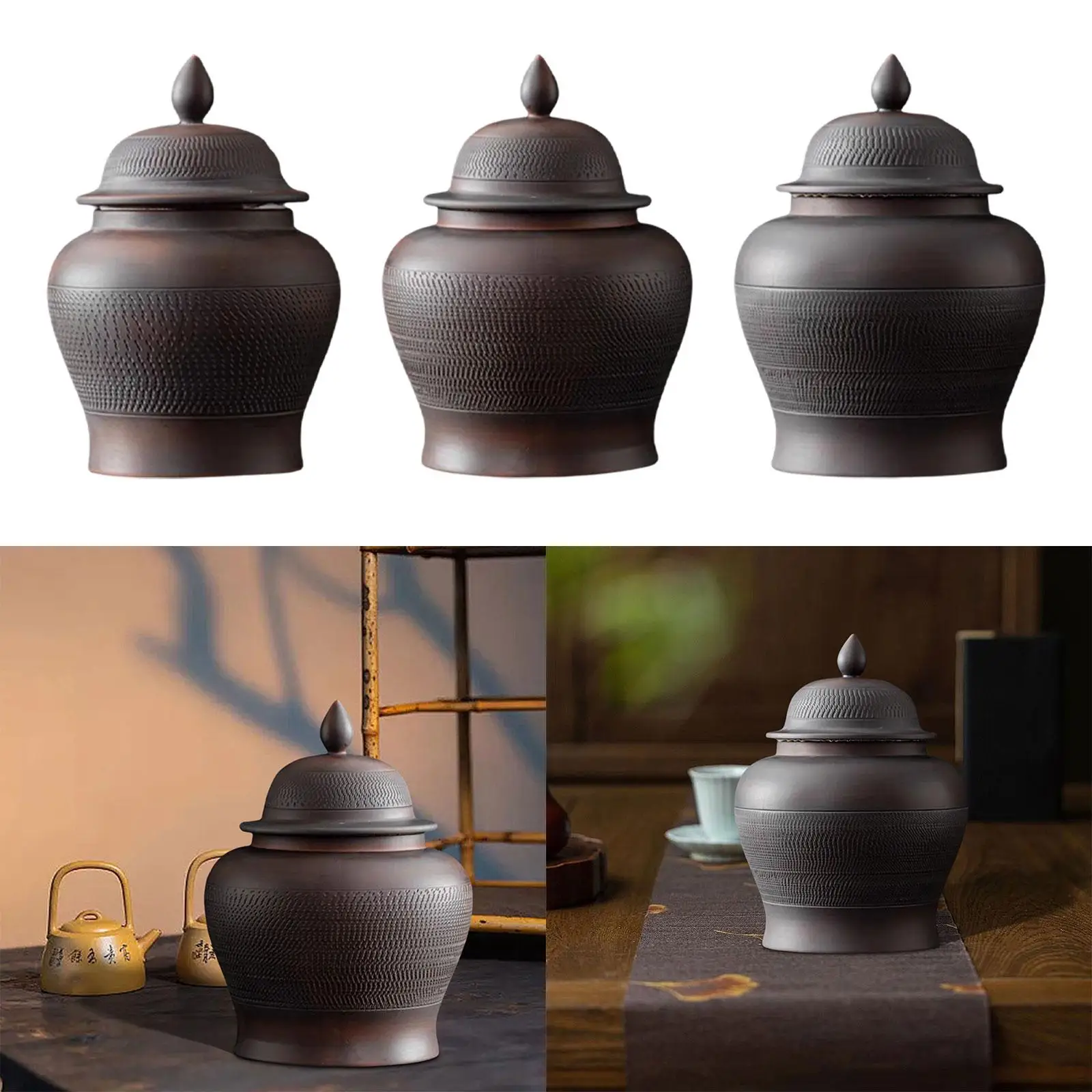 Clay Ginger Jar Decorative Vase Storage Jar Can Tea Canister Caddy