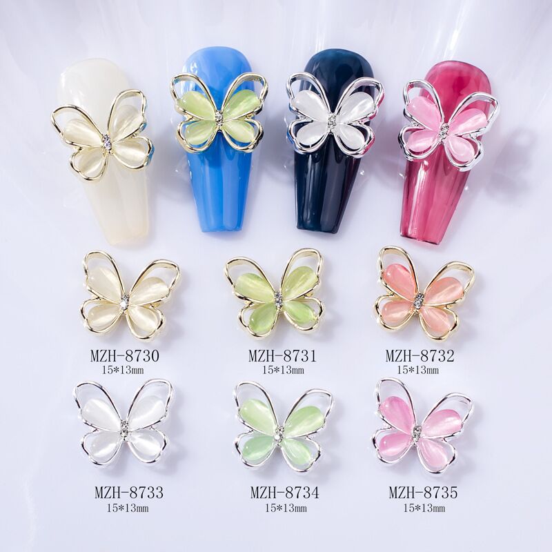 Best of 10 Pcs 3D Butterfly Nail Art Jewelry Charms Rose Gold / Silver / Gray Crystal Rhinestones 13*15mm Alloy Opal Nail Parts Accessories Reviews & Tips