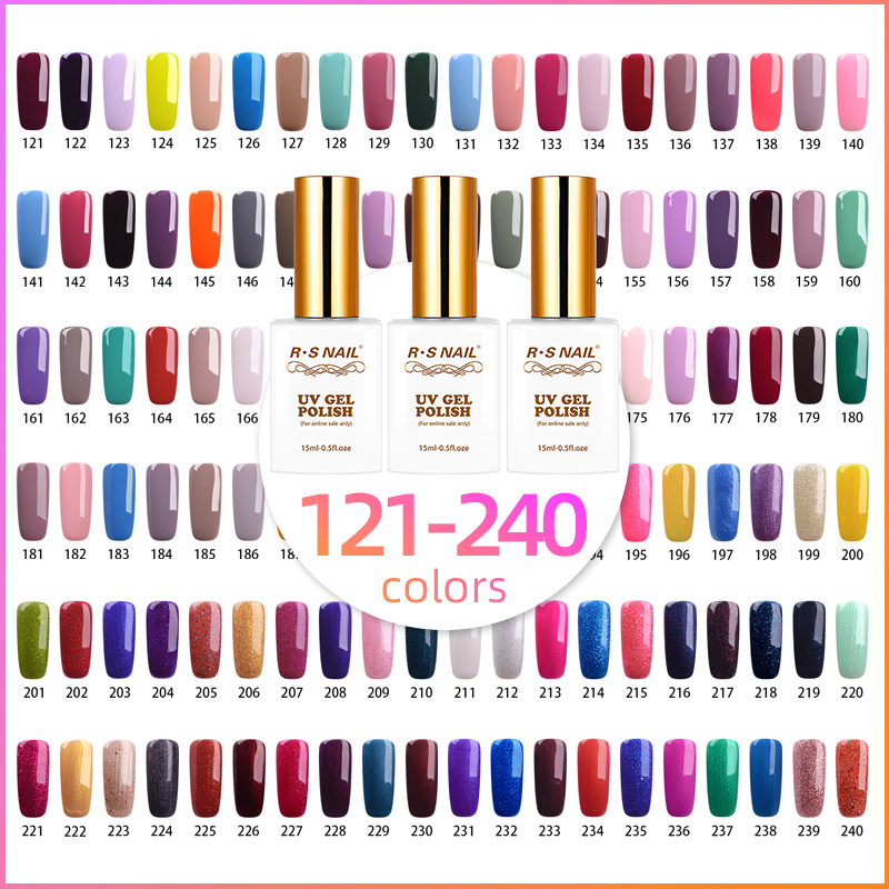 Best of RS 15ml Gel Nail Polish For Nails Semi Permanent Soak Off Gel UV LED Varnishes Base Matte Top Coat Need UV Lamp（121-240) Reviews & Tips