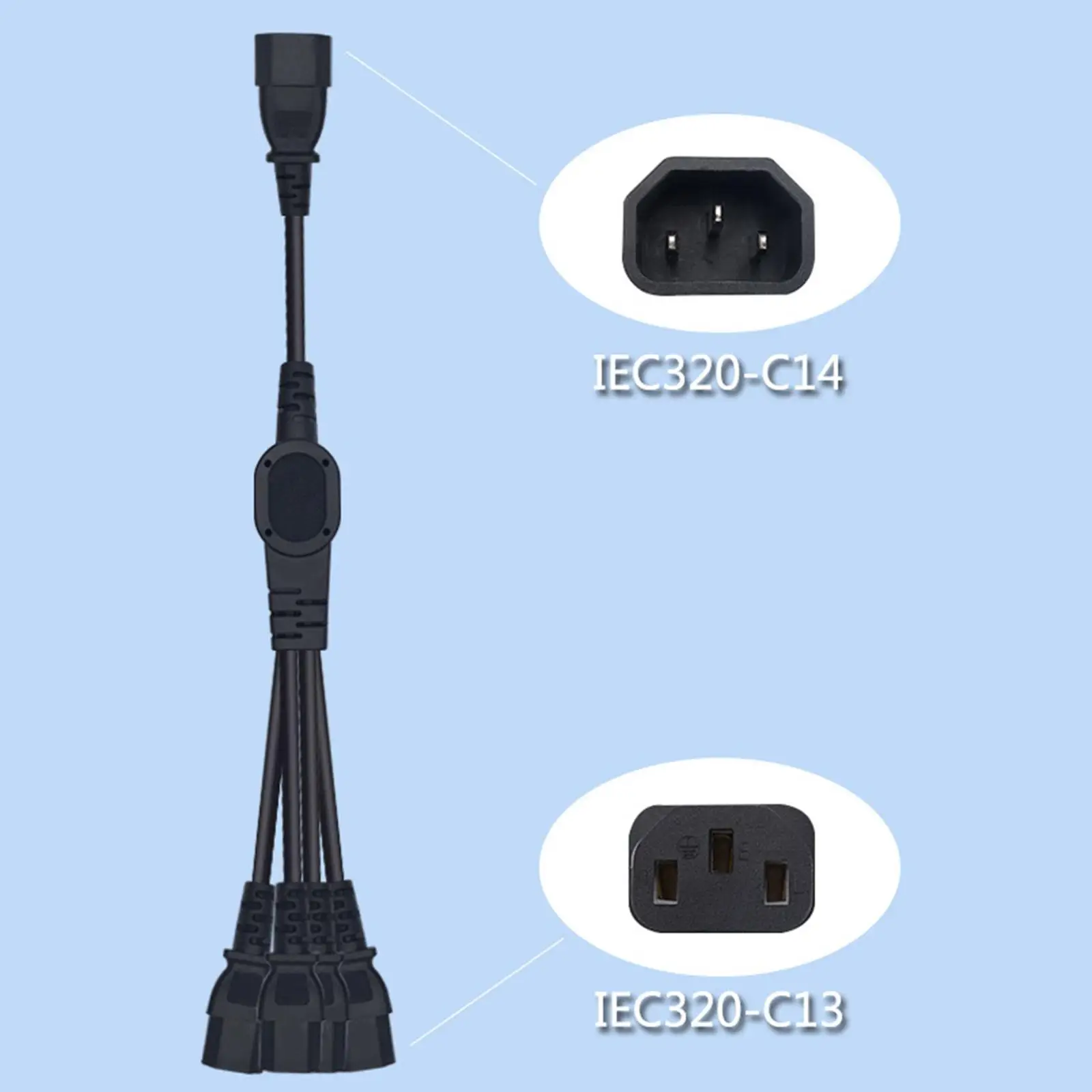 4 in 1 C14 to 4 x C13 Power Adapter Cable Cord IEC320 C14-Iec320 4*C13 Durable IEC320-C14 (Male) to 4x C13 (Female) for Ups Host
