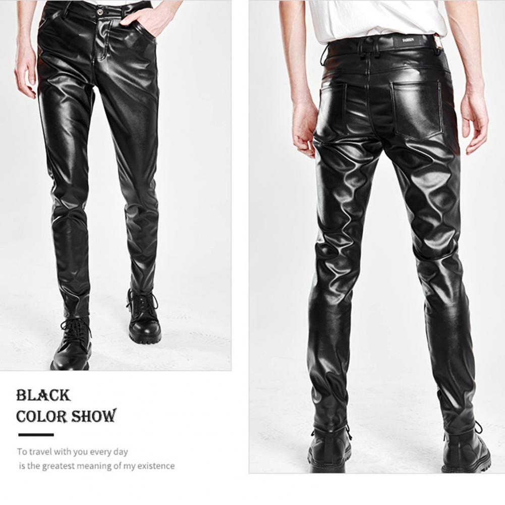 Description Picture 5 of itemMen Casual Trousers Men Faux Leather Pants Stylish Men's Faux Leather Pants Slim Fit Breathable Hip Hop Inspired Streetwear