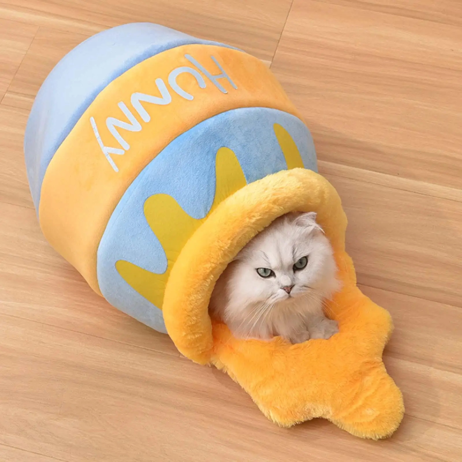 Honey Pot Shape Kitten Bed Comfy Cushion Cozy Cave Nest Washable