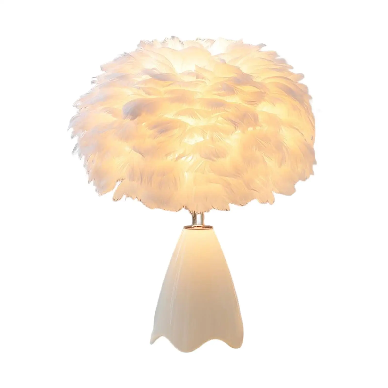 Feather Shade Table Lamp Romantic Warm White NightStand Lamp LED Desk Lamp Nordic for Desk Wedding Bedroom Home Decoration