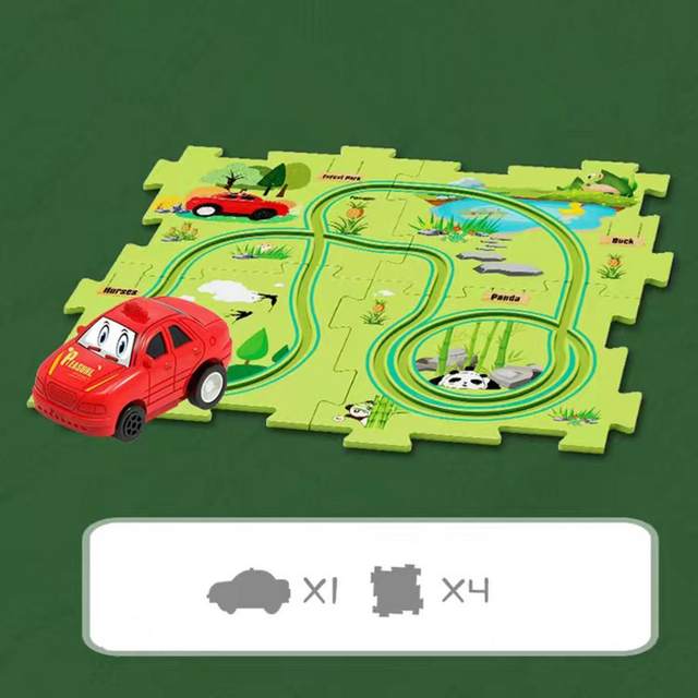 Chemin de fer Jouet Voiture Piste Jouet Puzzle Ensemble Flexible Coude  Piste de Course Clignotant Enfant Garçon 3 4 Ans Voiture Jouet