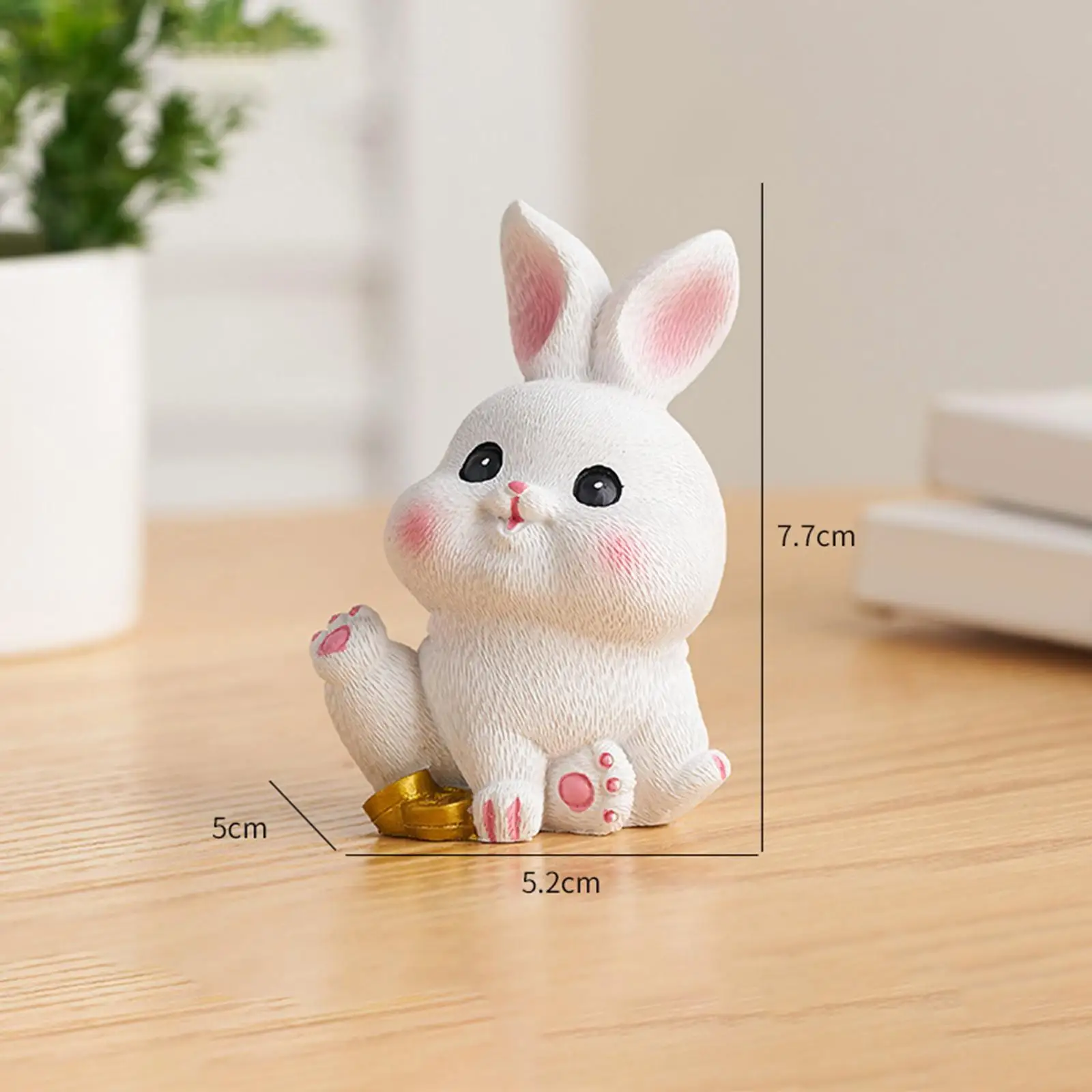 2 Pieces Rabbit Statue Miniature Desktop Ornament Sculpture for Bedroom