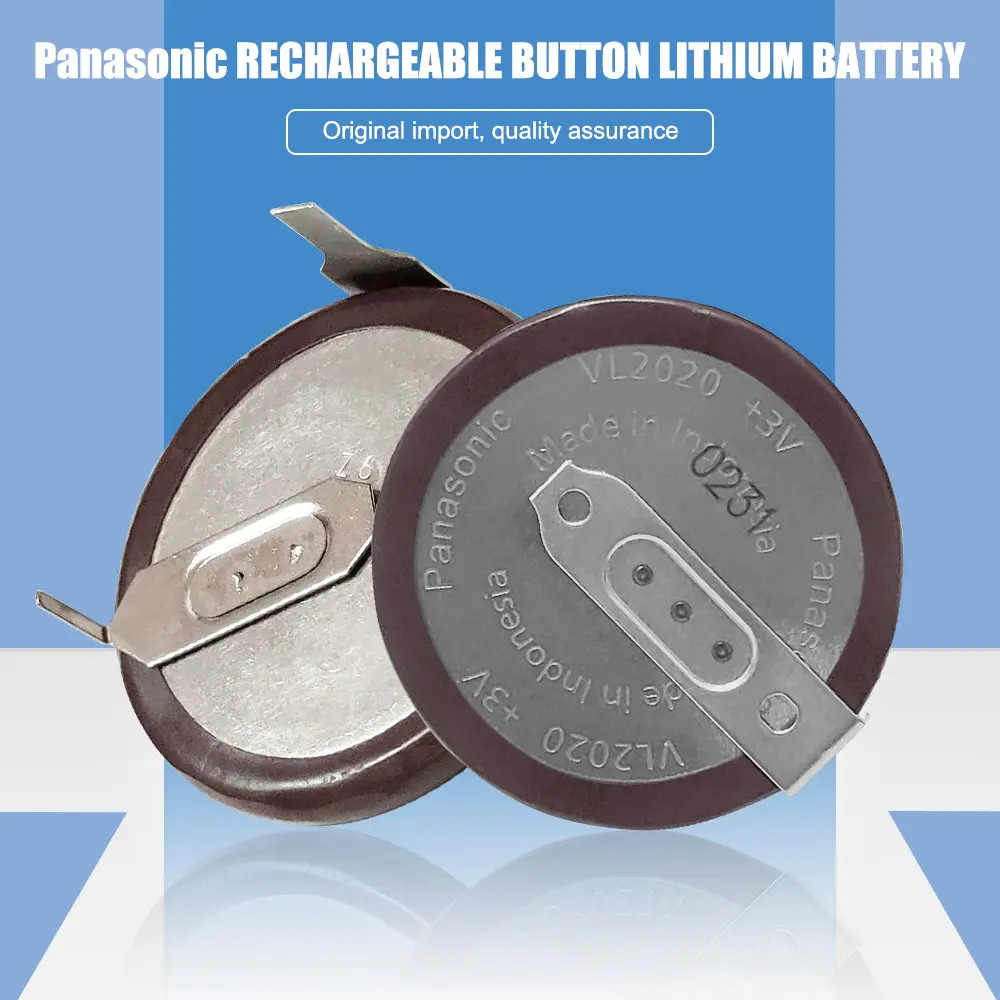 1PCS 100% Panasonic Original VL2020 3V 20mAh coin type rechargeable 90 degrees fillet lithium button cell battery For Car Key replacement batteries