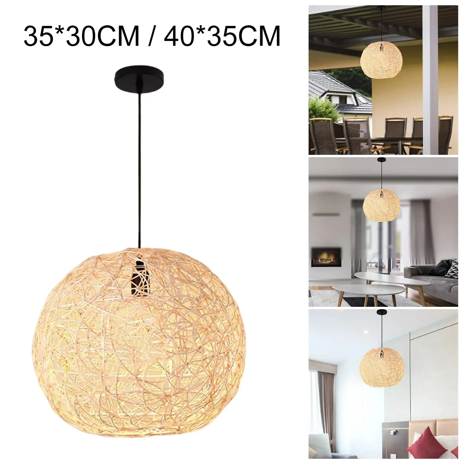Bamboo Woven Light Shade Pendant Light Ceiling Lampshade Cage Guard Cafe