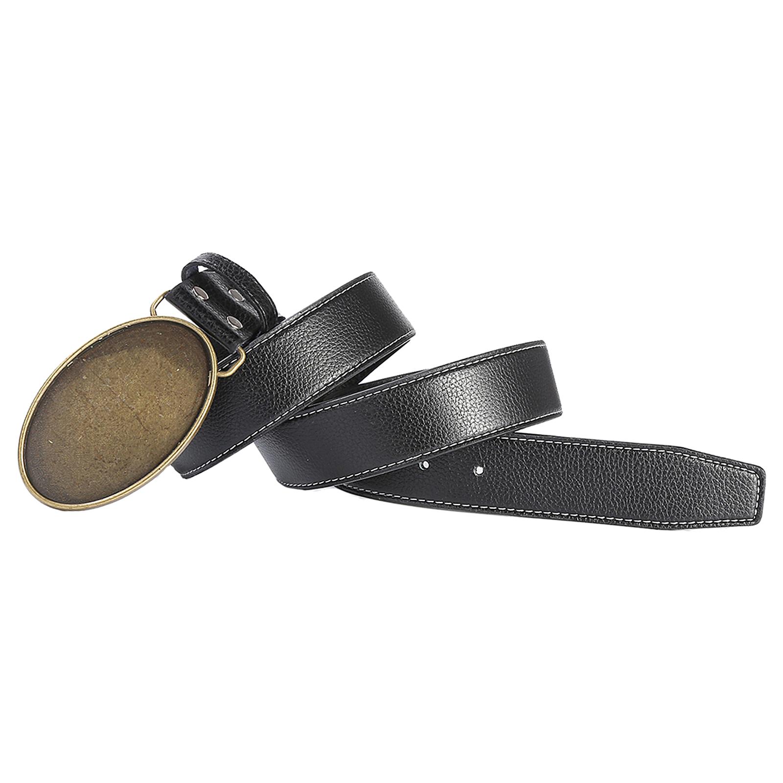 Mens Belt PU Leather Retro Style Gift Waist Belt Adjustable Western Cowboy Belt for Casual Pants Jeans Boyfriend Husband