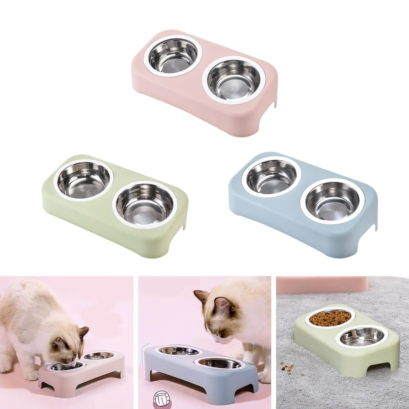 Dog Cat Bowls Eating Drinking with Stand Neck Protect Anti Vomiting Nonslip
